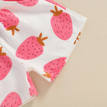 Load image into Gallery viewer, Baby Toddler Girls 2Pcs Outfit Strawberry Print Short Sleeve Top and Elastic Shorts Set Cute Summer Clothes

