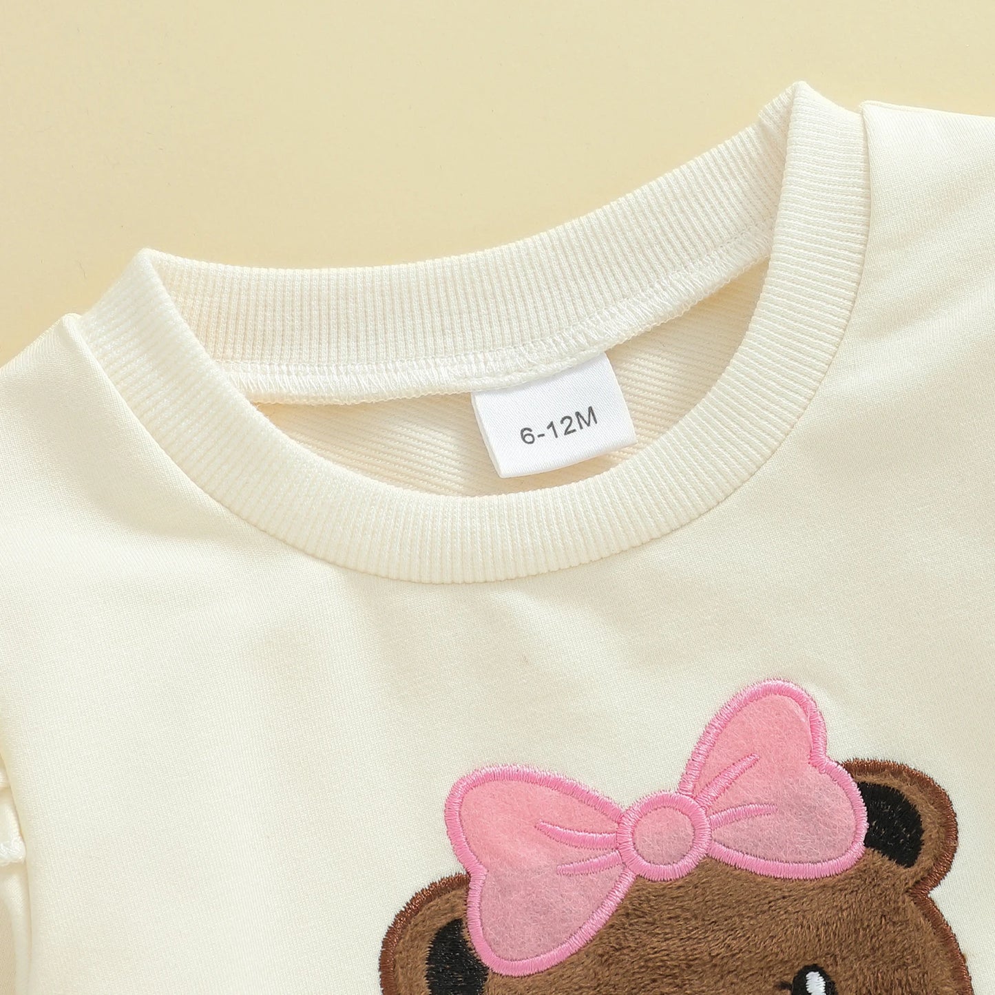 Baby Toddler Girls 2Pcs Pants Sets Long Sleeve O Neck Bear Embroidery Top Bee Print Flared Pants