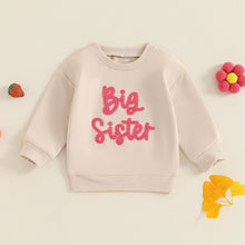 Load image into Gallery viewer, Toddler Kids Girls Big Sister Long Sleeve Crewneck Letter Embroidery Loose Fit Pullover Top
