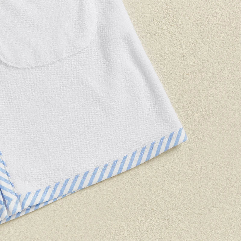 Toddler Kids Boys Girls Cover up Swimwear Striped Patchwork Short Sleeve Zipper Hoodie Beach Shirt Towel