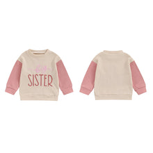 Load image into Gallery viewer, Toddler Kids Big Brother / Sister Pullover Letter Embroidery Round Neck Contrasting Color Long Sleeve Waffle Top
