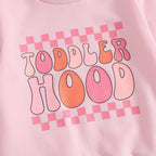 Baby Toddler Girls 2Pcs Toddler Hood Outfit Letters Print Long Sleeve Crew Neck Top with Elastic Waist Pants Fall Clothes Jogger Set