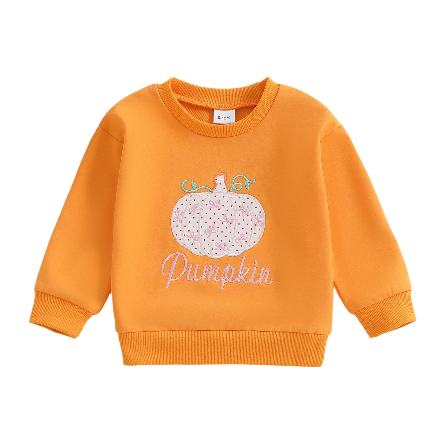 Baby Toddler Boys Girls Long Sleeve Pumpkin/Ghost/Christmas Tree Embroidery Crew Neck Top