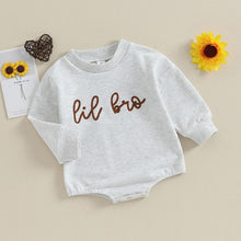 Load image into Gallery viewer, Toddler Baby Boy Long Sleeve Crewneck Letters Big Lil Bro Pullover Top or Romper Brother Matching

