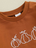 Baby Boys Girls Halloween Thanksgiving Fall Bubble Romper Casual Pumpkin Embroidery Long Sleeve Jumpsuit Toddler Cute Clothes