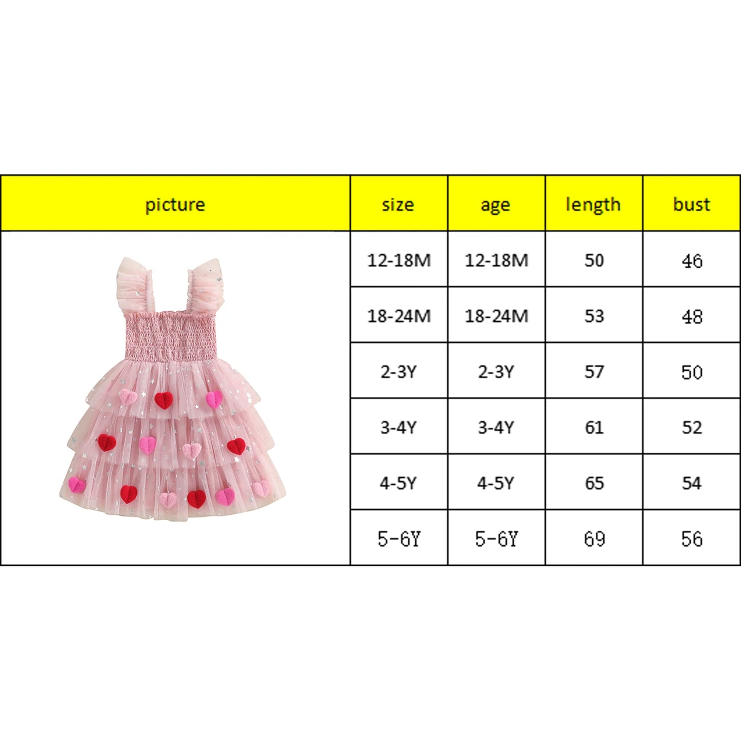 Baby Toddler Kids Girls Valentine's Day Tutu Dress Heart Decorated Sleeveless Square Neck Tulle Layered Dress