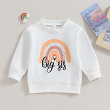 Load image into Gallery viewer, Baby Toddler Kids Girl Long Sleeve Round Neck Rainbow Letter Big Sis Sister Print Loose Pullovers Fall Tops
