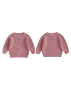 Baby Toddler Boys Girls Knit Sweater Long Sleeve Round Neck Solid Color Pullover Fall Top
