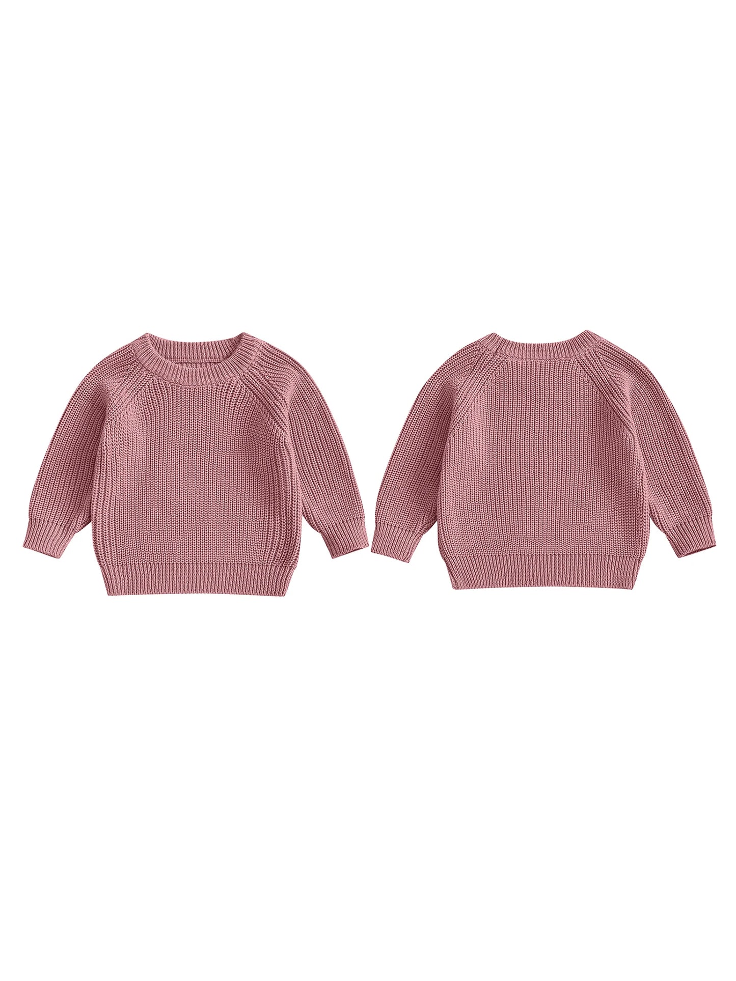 Baby Toddler Boys Girls Knit Sweater Long Sleeve Round Neck Solid Color Pullover Fall Top
