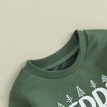 Load image into Gallery viewer, Baby Boy Girl 2Pcs Christmas Clothes Set Long Sleeve Letter Merry Mini Christmas Tree Print Pullover Top Cookie/Hot Chocolate Print Pants Outfit
