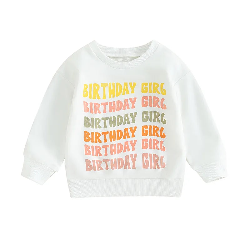 Baby Toddler Boys Girls Birthday Boy Birthday Girl Letters Print Long Sleeve Round Neck Top