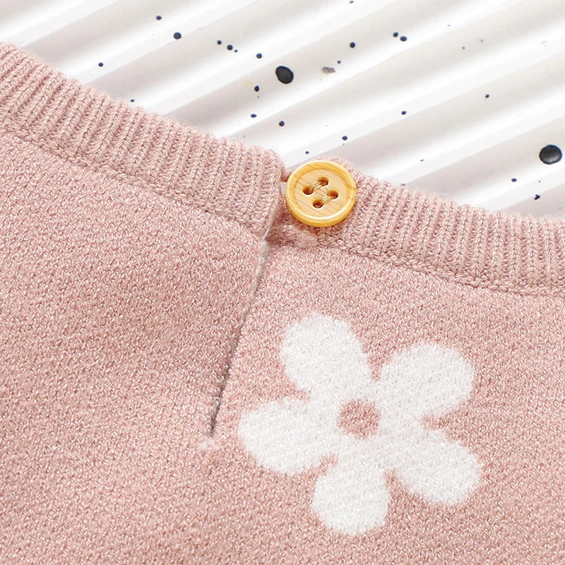 Pink Floral Knitted Jumpsuit Romper