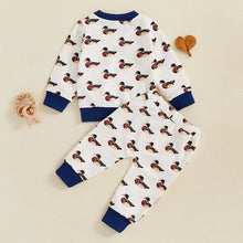 Load image into Gallery viewer, Baby Toddler Boys 2Pcs Fall Jogger Set Duck Print Long Sleeve Crew Neck Top with Elastic Waist Pants Outfit
