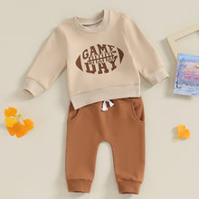 Load image into Gallery viewer, Toddler Baby Boy Girl 2Pcs Football Outfit Game Day Letter Print Long Sleeve Top and Pants Set Fall
