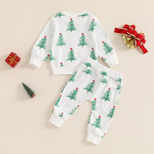 Load image into Gallery viewer, Baby Toddler Boys Girls 2Pcs Christmas Outfit Tree Print Waffle Long Sleeve Top and Long Pants Set
