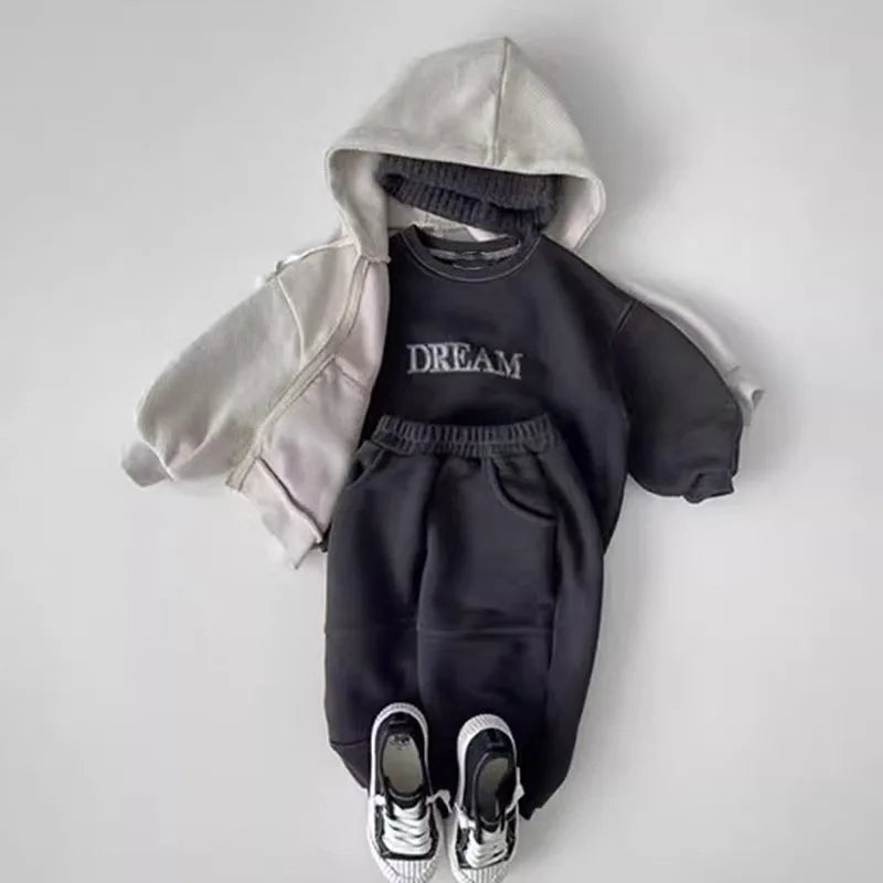 Baby Toddler Boys Girls 2Pcs Dream Casual Long Sleeve Top + Pants Jogger Suit Set Letter Print Outfit