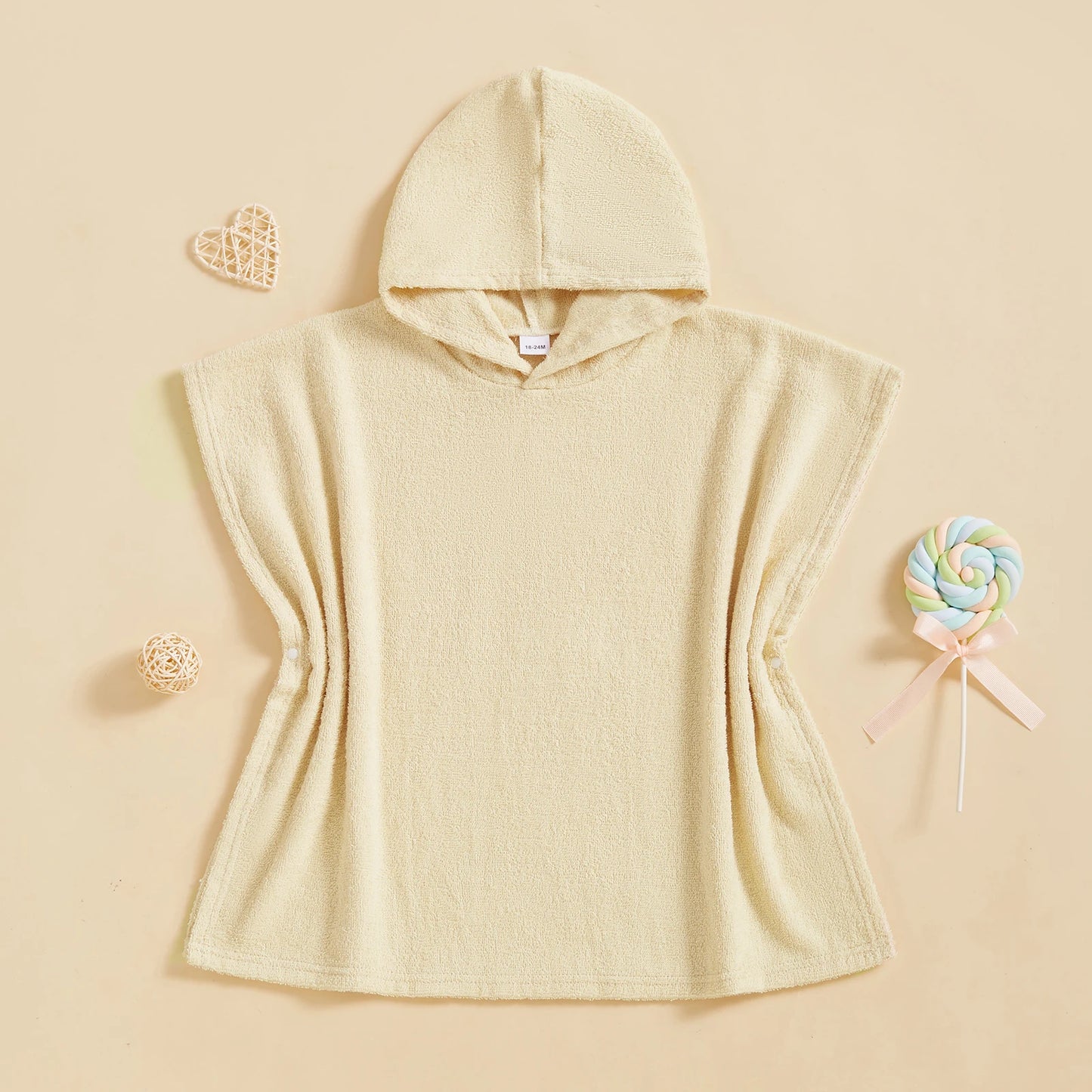 Toddler Kids Boys Girls Hooded Beach Swim Poncho Towels Solid Color Loose Fit Beach Robe Cover-up for Summer