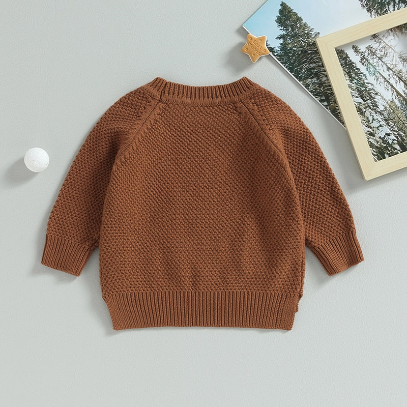 Baby Boy Girl Knitted Sweater Warm Long Sleeve Pullover with Pocket Autumn Knitwear