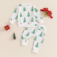 Load image into Gallery viewer, Baby Toddler Boys Girls 2Pcs Christmas Outfit Tree Print Waffle Long Sleeve Top and Long Pants Set
