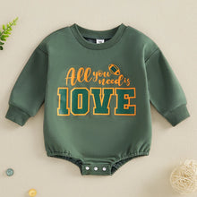 Load image into Gallery viewer, Baby Boys Girls All You Need Is Love 10VE Bubble Romper Football Letter Print Long Sleeve Round Neck Fall Jumpsuit
