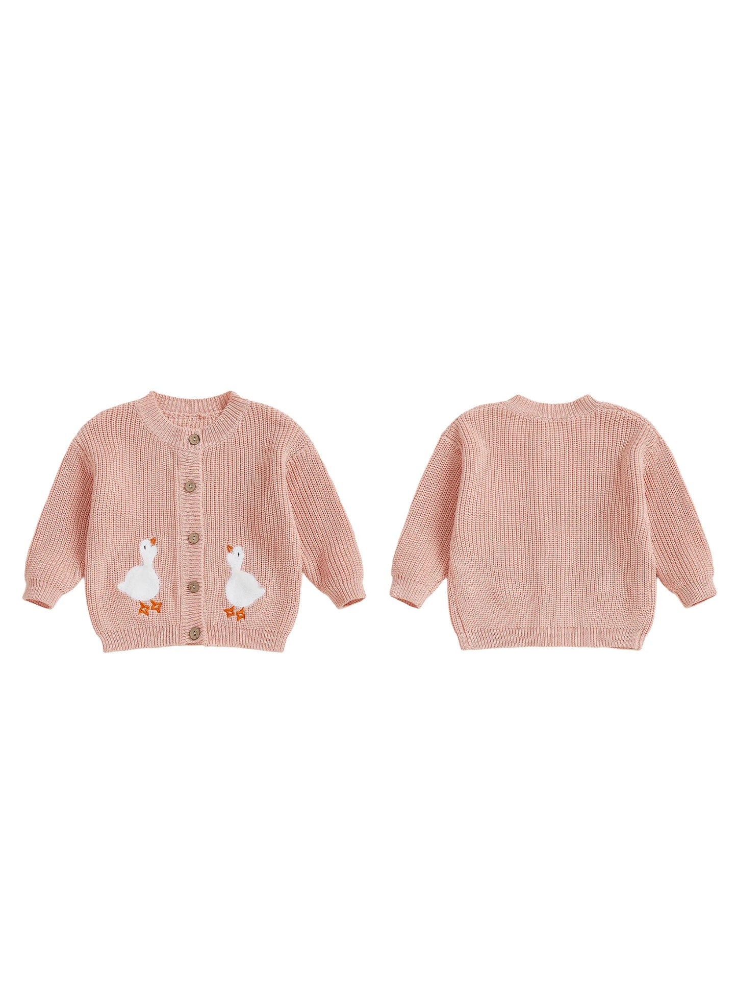 Baby Toddler Boys Girls Fall Knit Cardigan Long Sleeve Button Down Goose Embroidery Warm Winter Sweater Clothes