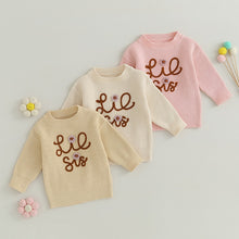 Load image into Gallery viewer, Toddler Baby Kids Girl Chunky Knit Sweater Top Little Sister Lil Sis Print Letters

