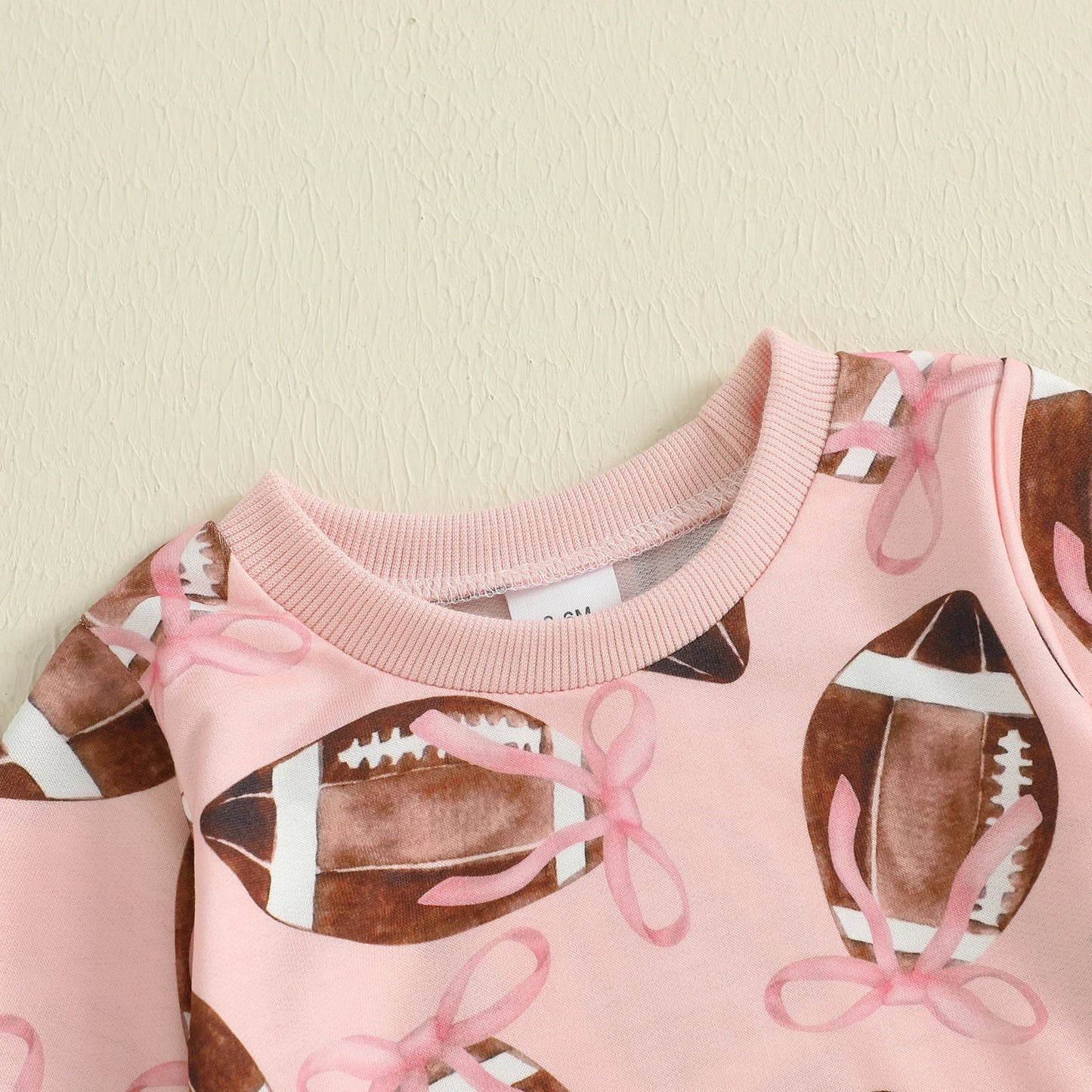Baby Toddler Girls 2Pcs Fall Outfit Football Bow Print Crew Neck Long Sleeve Top with Pants Jogger Set
