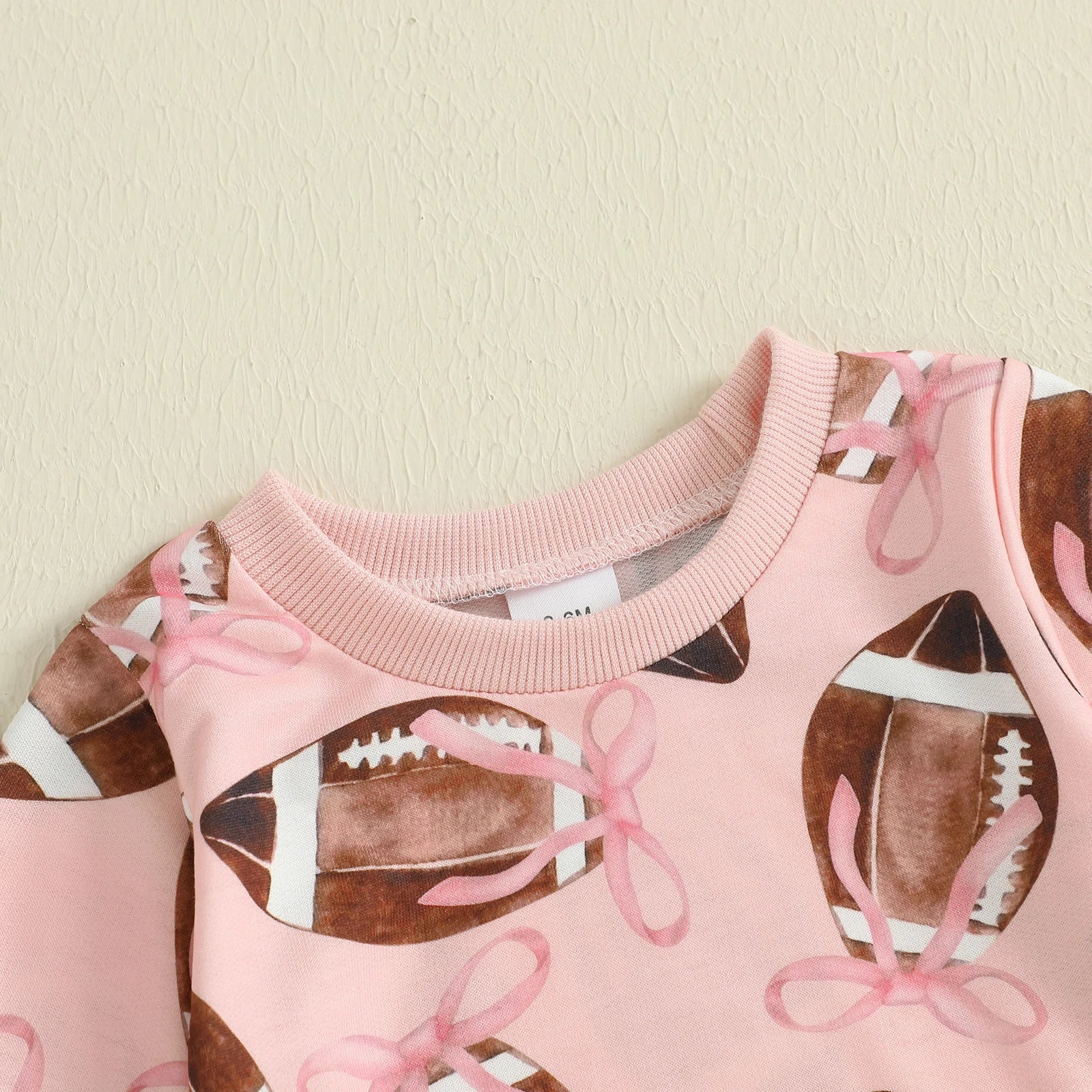 Baby Toddler Girls 2Pcs Fall Outfit Football Bow Print Crew Neck Long Sleeve Top with Pants Jogger Set