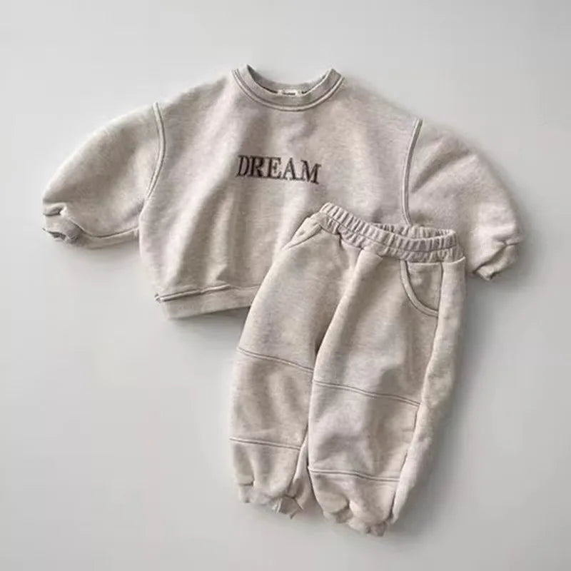 Baby Toddler Boys Girls 2Pcs Dream Casual Long Sleeve Top + Pants Jogger Suit Set Letter Print Outfit