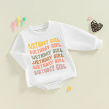 Load image into Gallery viewer, Baby Girls Boys Bubble Romper Birthday Boy / Girl Letter Print Long Sleeve Bodysuit
