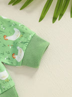 Baby Toddler Boys Girls 2Pcs Fall Outfit Long Sleeve Farm Chicken Print Top Jogger Pants Set