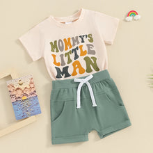Load image into Gallery viewer, Toddler Baby Boy 2Pcs Mommy&#39;s Little Man Letter Print Short Sleeve Top Elastic Shorts Spring Summer Outfit Set
