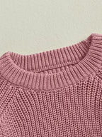 Baby Toddler Boys Girls Knit Sweater Long Sleeve Round Neck Solid Color Pullover Fall Top