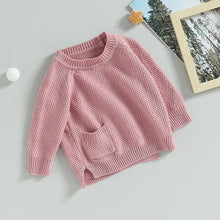 Load image into Gallery viewer, Baby Boy Girl Knitted Sweater Warm Long Sleeve Pullover with Pocket Autumn Knitwear
