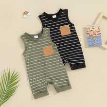 Load image into Gallery viewer, Baby Boys Girls Rompers Clothing Striped Print Sleeveless Tank Top Pocket Jumpsuits Long Pants
