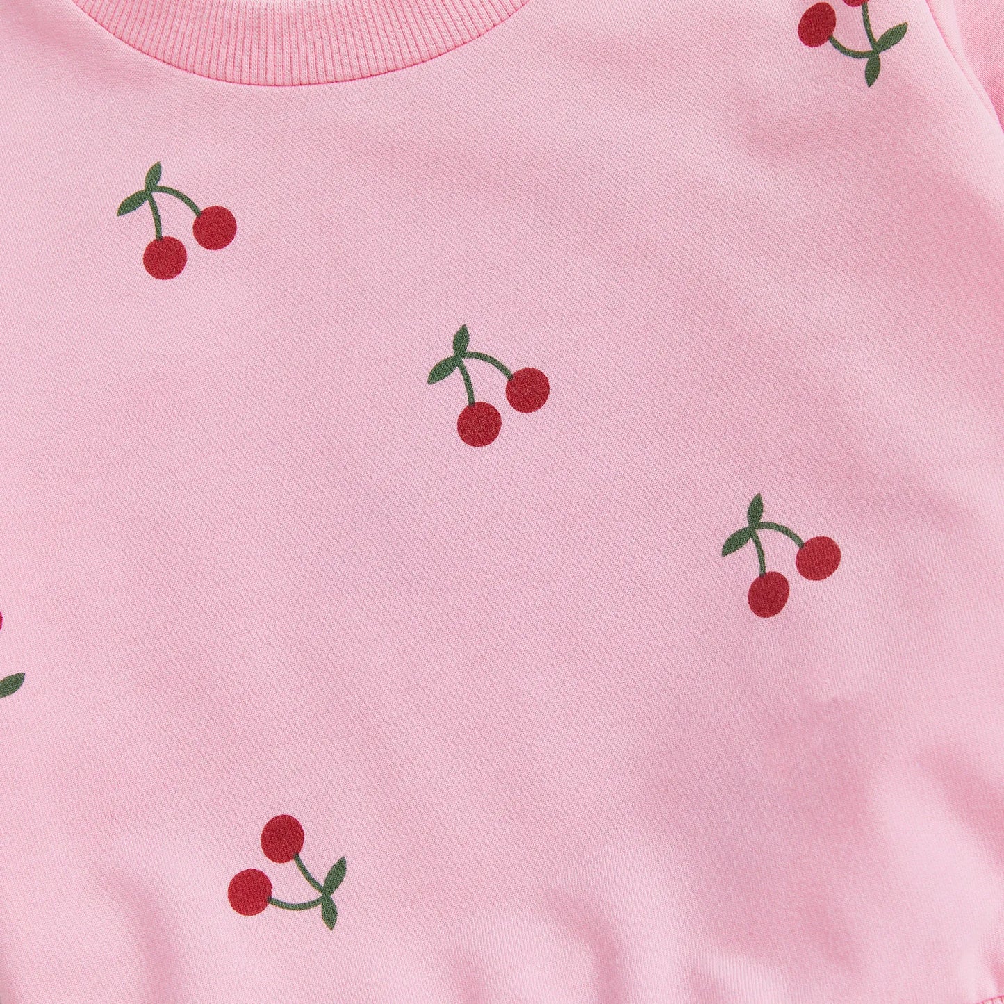 Baby Toddler Girl 2Pcs Winter Fall Outfit Cherry Print Long Sleeve Top Elastic Waist Joggers 2 Piece Jogger Set