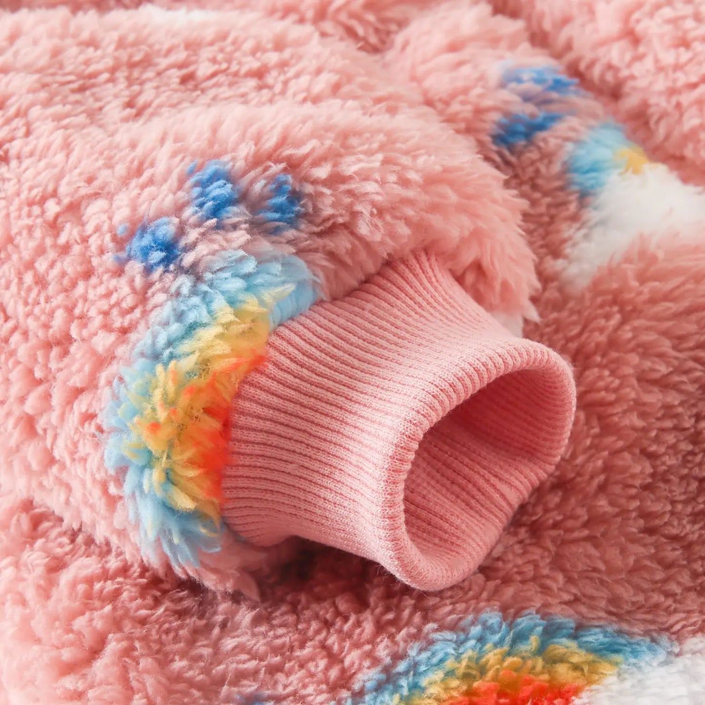 Baby Toddler Girl Winter Clothes Warm Thick Romper Zipper Long Sleeve Jumpsuit Rainbow Print Fleece Outfit