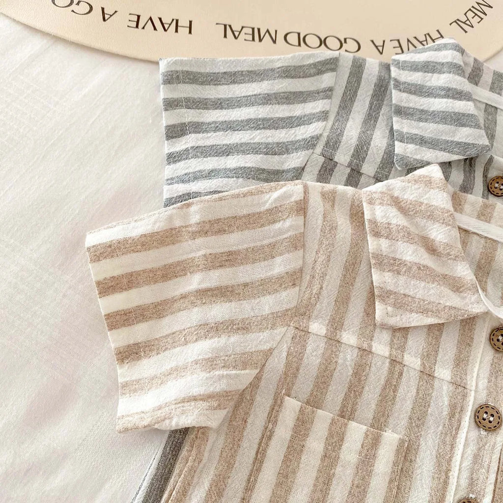 Boys Striped Linen Jumpsuit Romper