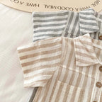 Boys Striped Linen Jumpsuit Romper
