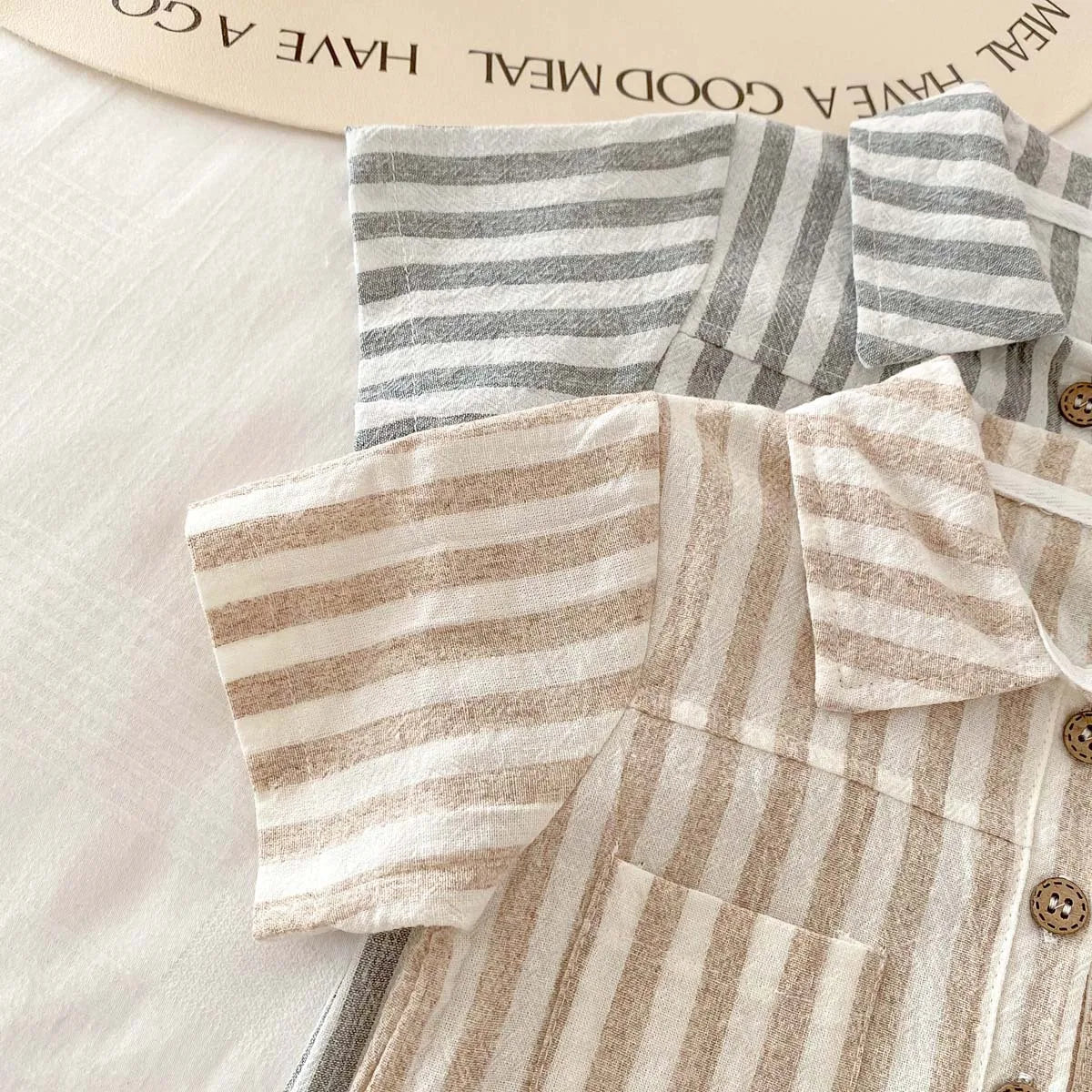Boys Striped Linen Jumpsuit Romper