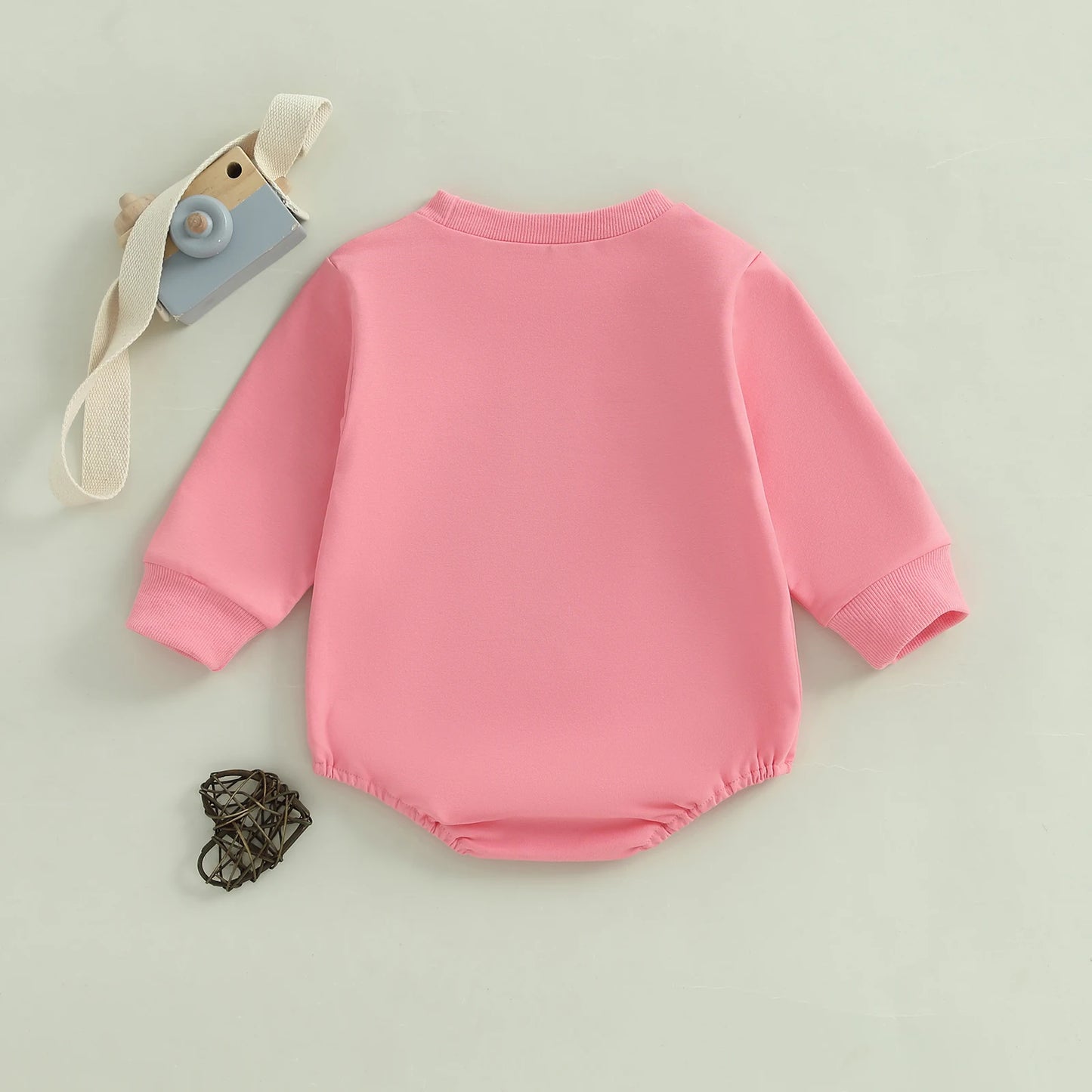 Baby Toddler Girls Christmas Bubble Romper Bow Print Long Sleeve Round Neck Jumpsuit