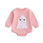 Newborn Baby Girls Halloween Sweatshirt Romper Casual Ghost Print Long Sleeve Jumpsuits Infant Fashion Clothes