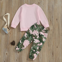 Load image into Gallery viewer, Toddler Kids Girl 2Pcs Autumn Clothes Letter Print Please Pass Me To My Mimi Long Sleeve Tops Elastic Camouflage Pattern Pant Outfit
