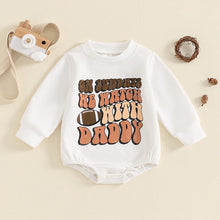 Load image into Gallery viewer, Baby Girls Boys On Saturdays We Watch Football With Daddy Romper Long Sleeve Crew Neck Letters Print Fall Jumpsuit
