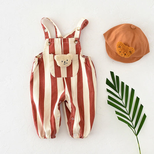 Teddy Bear Stripe Jumpsuit Romper