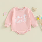Baby Girls Boys Valentine's Day Long Sleeve Sweet Heart Letters Bubble Romper