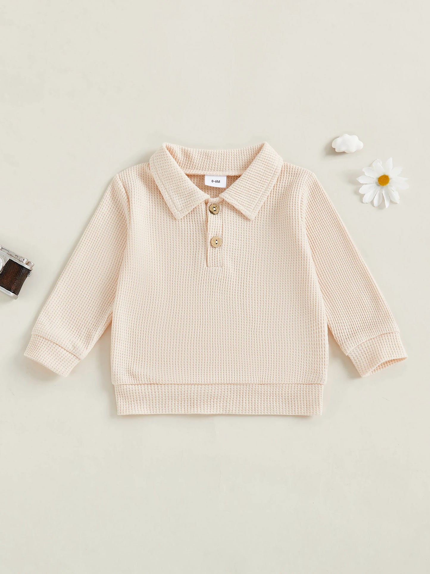 Baby Toddler Boys Autumn Casual Tops Long Sleeve Turn Down Collar Button Up Solid Color Shirt