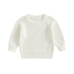 Baby Toddler Boys Girls Knit Sweater Long Sleeve Round Neck Solid Color Pullover Fall Top