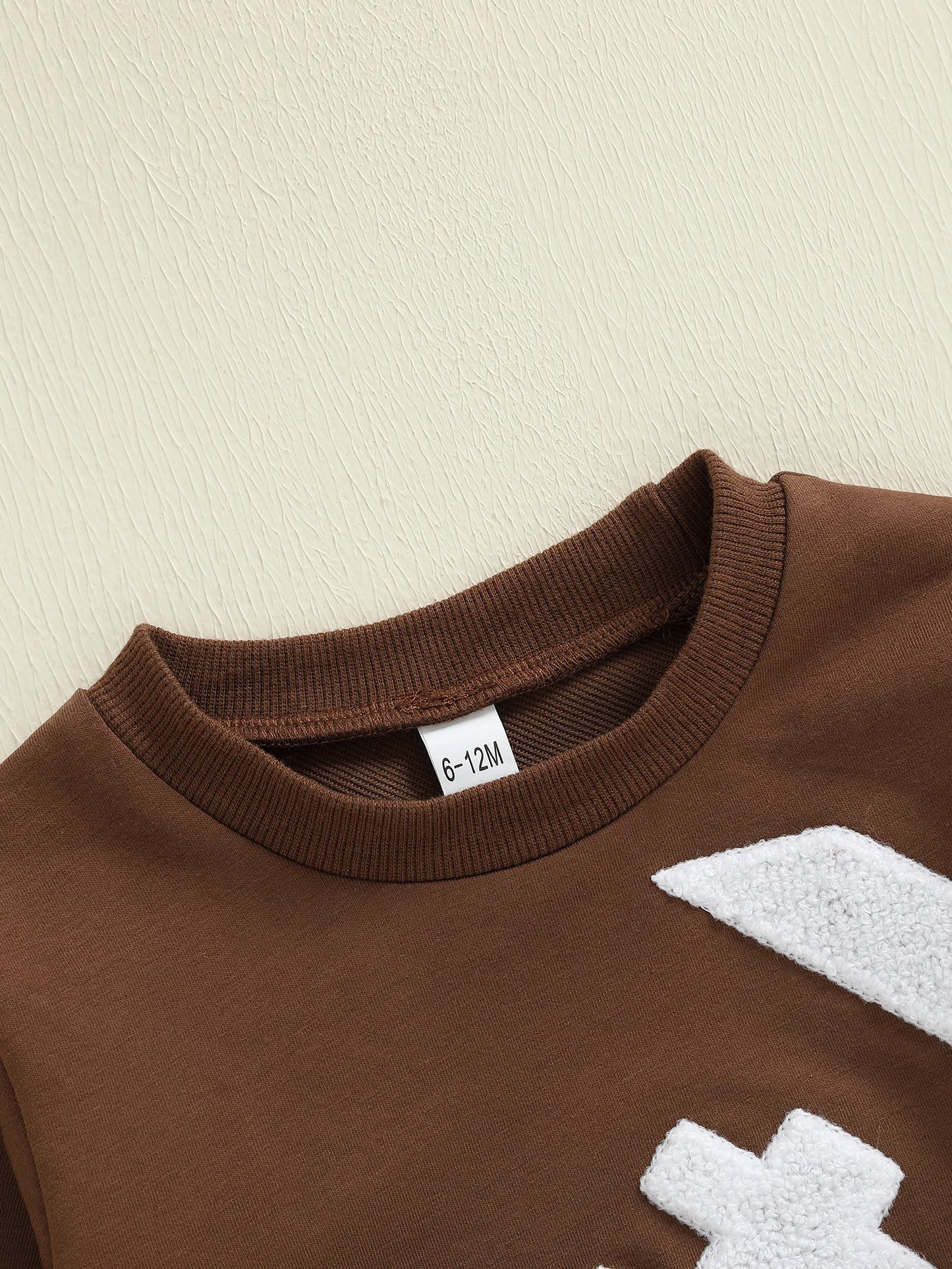 Baby Toddler Boys 2Pcs Fall Set Fashionable Long Sleeve Football Embroidery Pullover with Plaid Pants Outfits