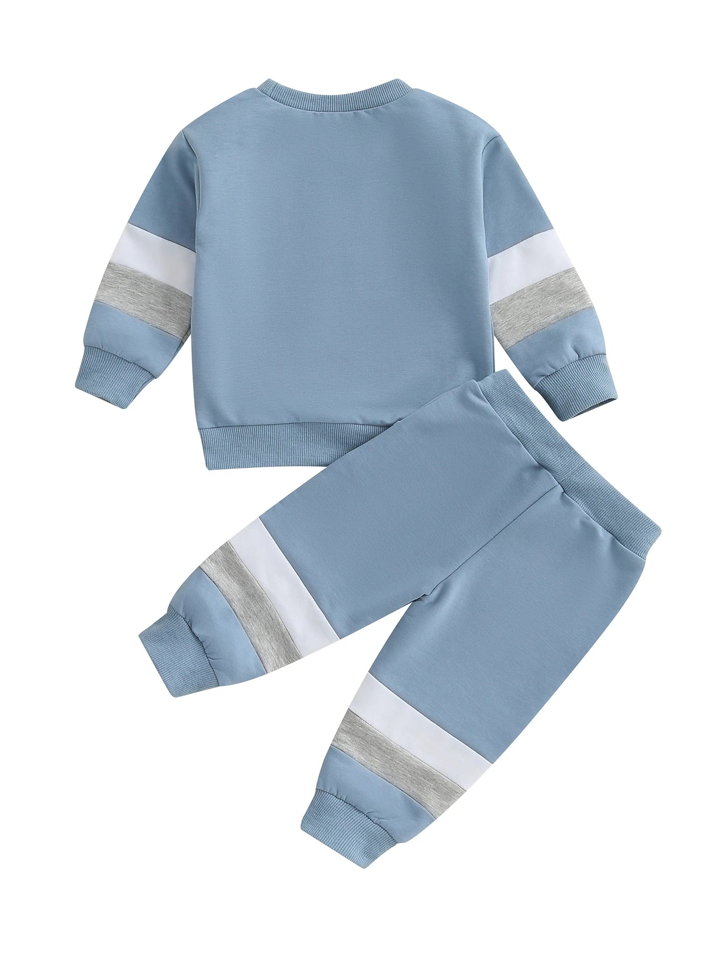 Baby Toddler Boys 2Pcs Casual Clothes Set Color Patchwork Long Sleeve Pullover Top with Elastic Waist Jogger Pants